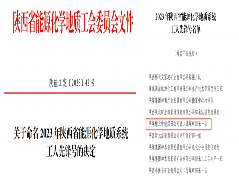 喜訊！中能袁大灘煤礦綜采一隊(duì)獲2023年陜西省能源化學(xué)地質(zhì)工會(huì)“工人先鋒號(hào)”榮譽(yù)稱號(hào).png
